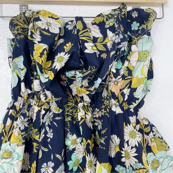 ANTHROPOLOGIE • Blue Floral Ruffle Sleeve Top - Picture 4 of 6